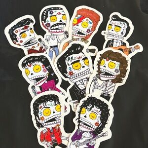Rock Star Legend Sugar Skull Stickers Set